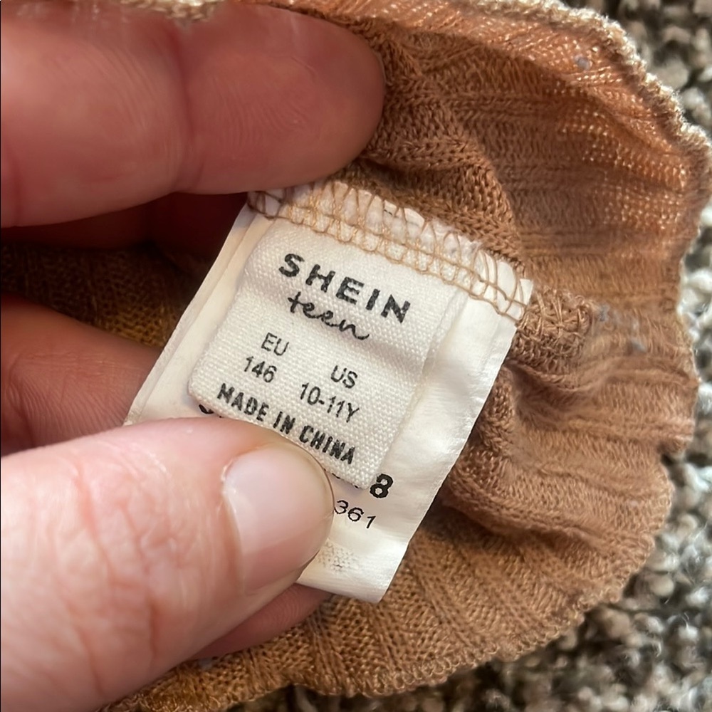 SHEIN Light Brown Ribbed Short Sleeve Top - Picture 7 of 7